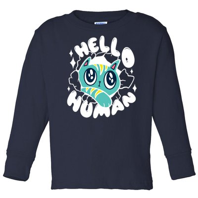 Hello Human Cat Toddler Long Sleeve Shirt