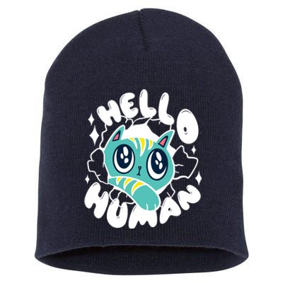 Hello Human Cat Short Acrylic Beanie