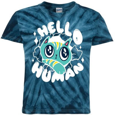 Hello Human Cat Kids Tie-Dye T-Shirt