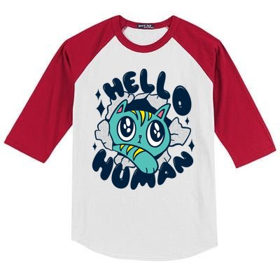 Hello Human Cat Kids Colorblock Raglan Jersey