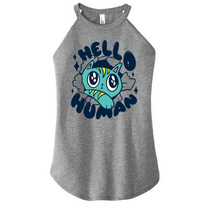 Hello Human Cat Women's Perfect Tri Rocker Tank