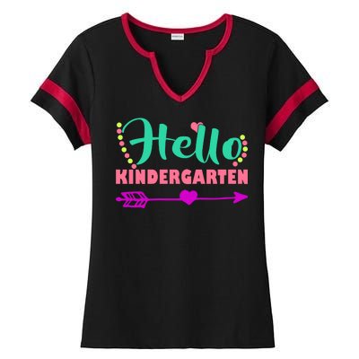 Hello Kindergarten Arrow Ladies Halftime Notch Neck Tee