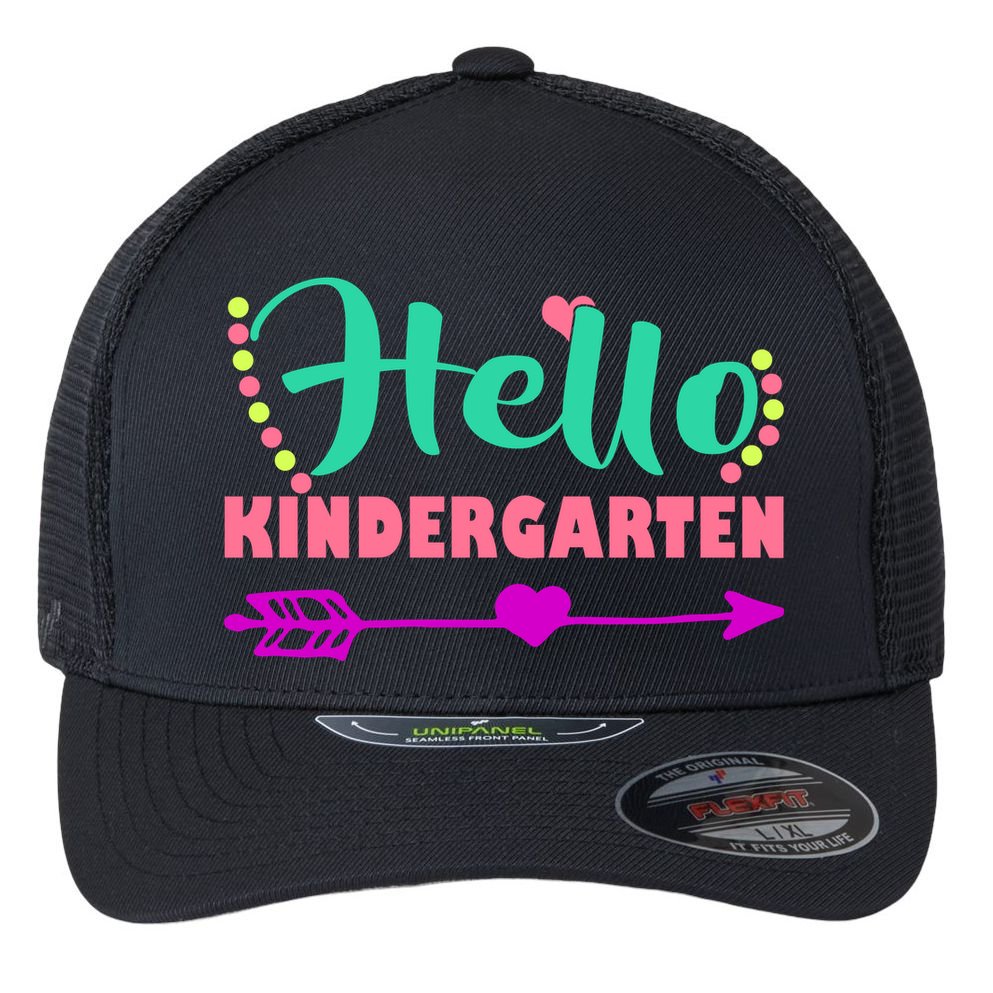 Hello Kindergarten Arrow Flexfit Unipanel Trucker Cap