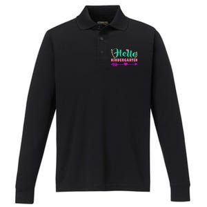 Hello Kindergarten Arrow Performance Long Sleeve Polo