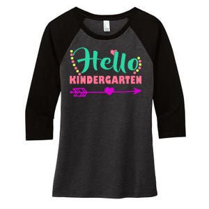 Hello Kindergarten Arrow Women's Tri-Blend 3/4-Sleeve Raglan Shirt