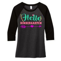 Hello Kindergarten Arrow Women's Tri-Blend 3/4-Sleeve Raglan Shirt