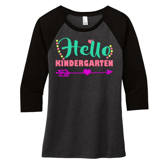 Hello Kindergarten Arrow Women's Tri-Blend 3/4-Sleeve Raglan Shirt