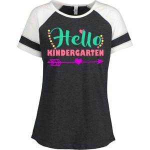 Hello Kindergarten Arrow Enza Ladies Jersey Colorblock Tee