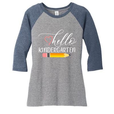 Hello Kindergarten Cute Pencil Women's Tri-Blend 3/4-Sleeve Raglan Shirt