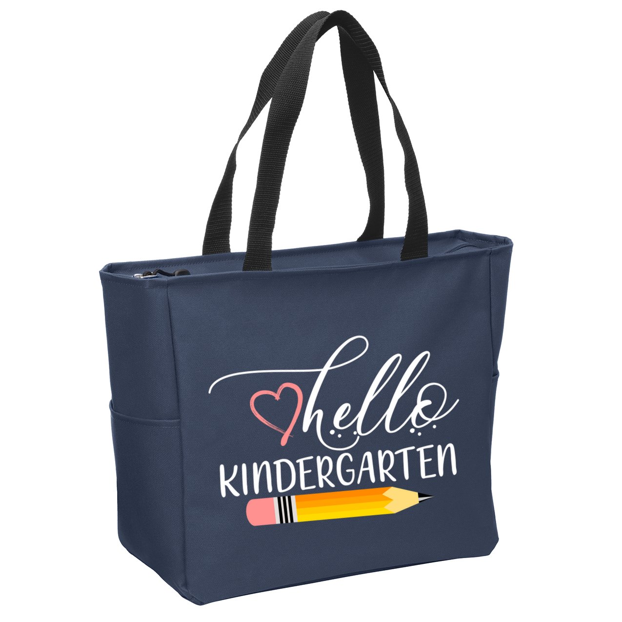 Hello Kindergarten Cute Pencil Zip Tote Bag