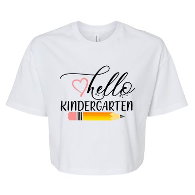 Hello Kindergarten Cute Pencil Bella+Canvas Jersey Crop Tee