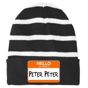 Hello My Name Is Peter Peter Striped Beanie with Solid Band