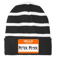 Hello My Name Is Peter Peter Striped Beanie with Solid Band