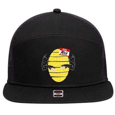 Hello My Name is Rex T-Rex Halloween 7 Panel Mesh Trucker Snapback Hat