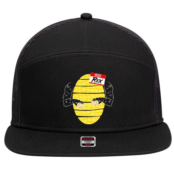 Hello My Name is Rex T-Rex Halloween 7 Panel Mesh Trucker Snapback Hat