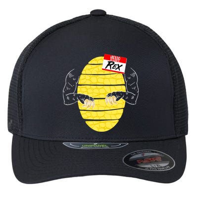Hello My Name is Rex T-Rex Halloween Flexfit Unipanel Trucker Cap