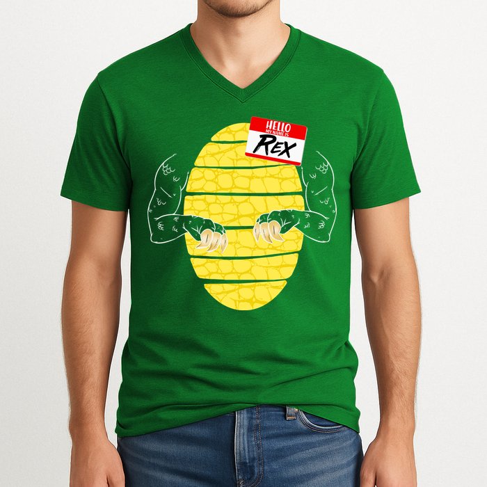 Hello My Name is Rex T-Rex Halloween V-Neck T-Shirt
