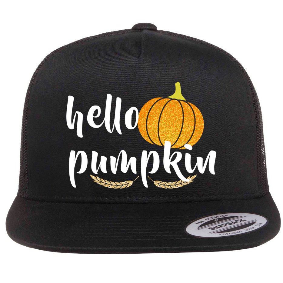 Hello Pumpkin Flat Bill Trucker Hat