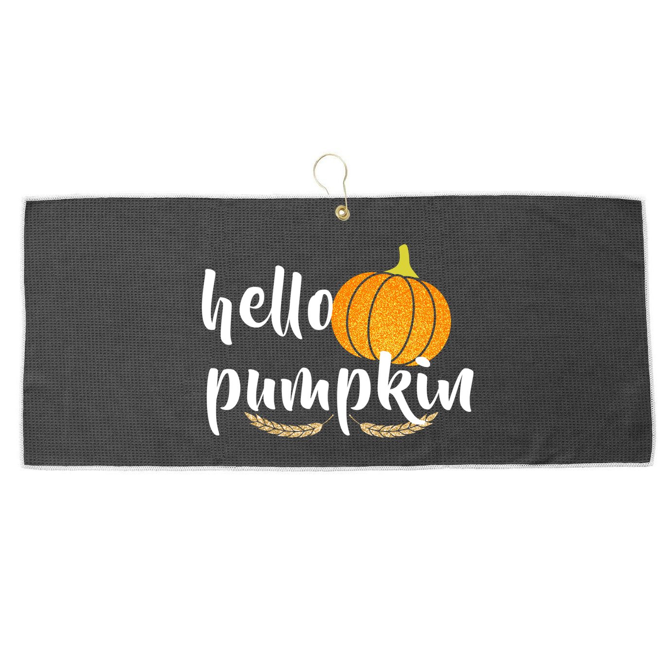 Hello Pumpkin Large Microfiber Waffle Golf Towel