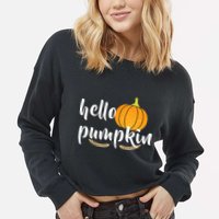 Hello Pumpkin Cropped Pullover Crew