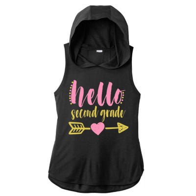 Hello Second Grade Cute Elementary School Ladies PosiCharge Tri-Blend Wicking Draft Hoodie Tank