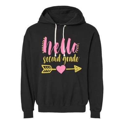 Hello Second Grade Cute Elementary School Garment-Dyed Fleece Hoodie
