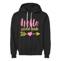 Hello Second Grade Cute Elementary School Garment-Dyed Fleece Hoodie