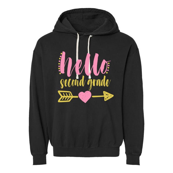 Hello Second Grade Cute Elementary School Garment-Dyed Fleece Hoodie