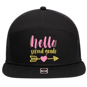 Hello Second Grade Cute Elementary School 7 Panel Mesh Trucker Snapback Hat