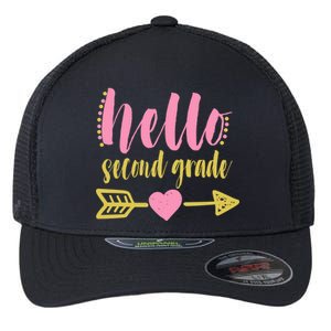 Hello Second Grade Cute Elementary School Flexfit Unipanel Trucker Cap