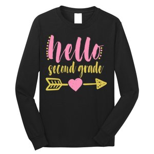 Hello Second Grade Cute Elementary School Long Sleeve Shirt