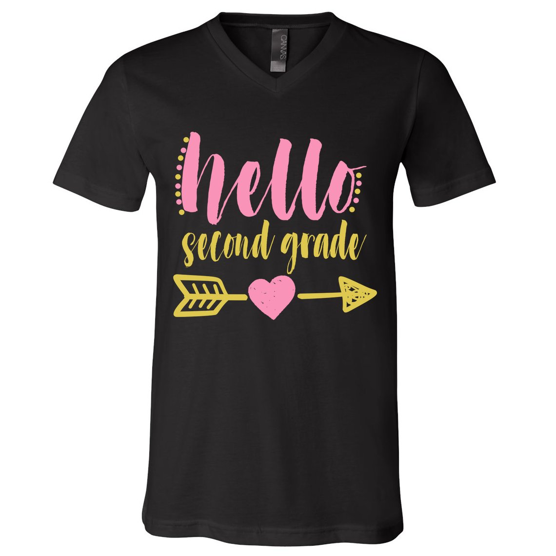 Hello Second Grade Cute Elementary School V-Neck T-Shirt