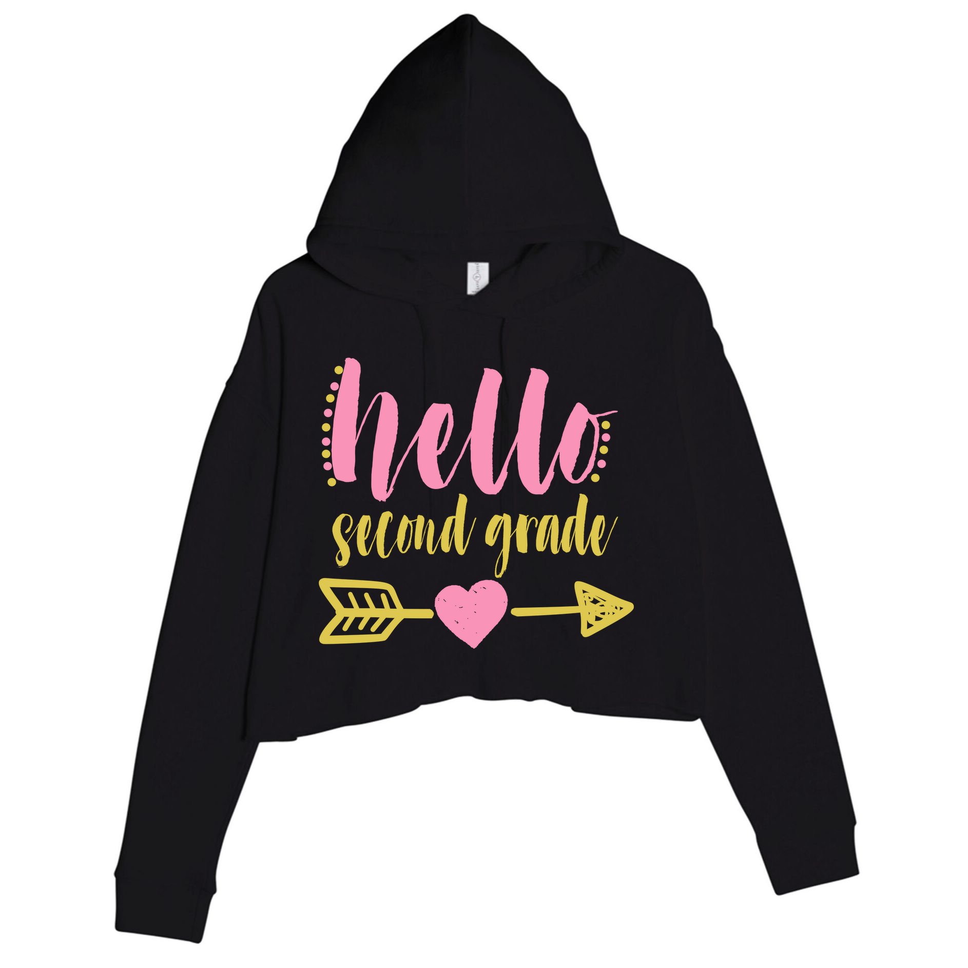 Hello Second Grade Cute Elementary School Crop Fleece Hoodie