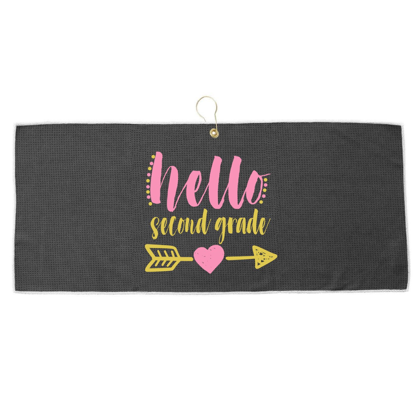 Hello Second Grade Cute Elementary School Large Microfiber Waffle Golf Towel