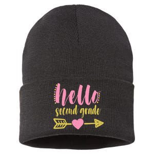 Hello Second Grade Cute Elementary School Sustainable Knit Beanie