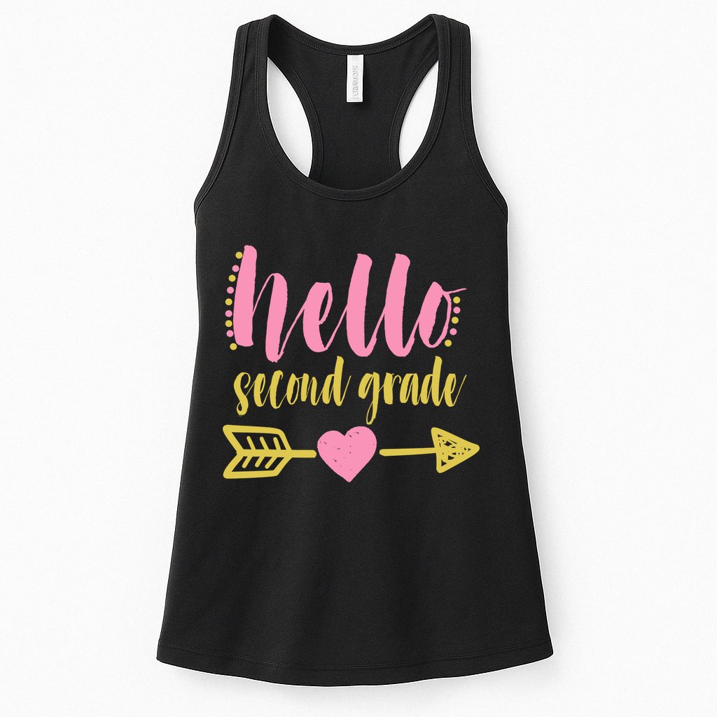 Hello Second Grade Cute Elementary School Womens Tank Top