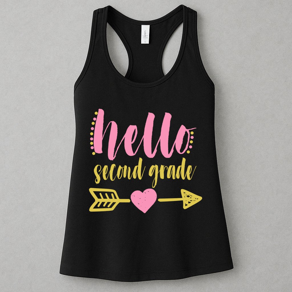 Hello Second Grade Cute Elementary School Womens Tank Top