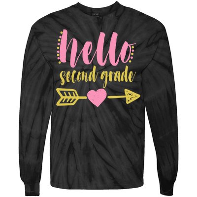 Hello Second Grade Cute Elementary School Tie-Dye Long Sleeve Shirt