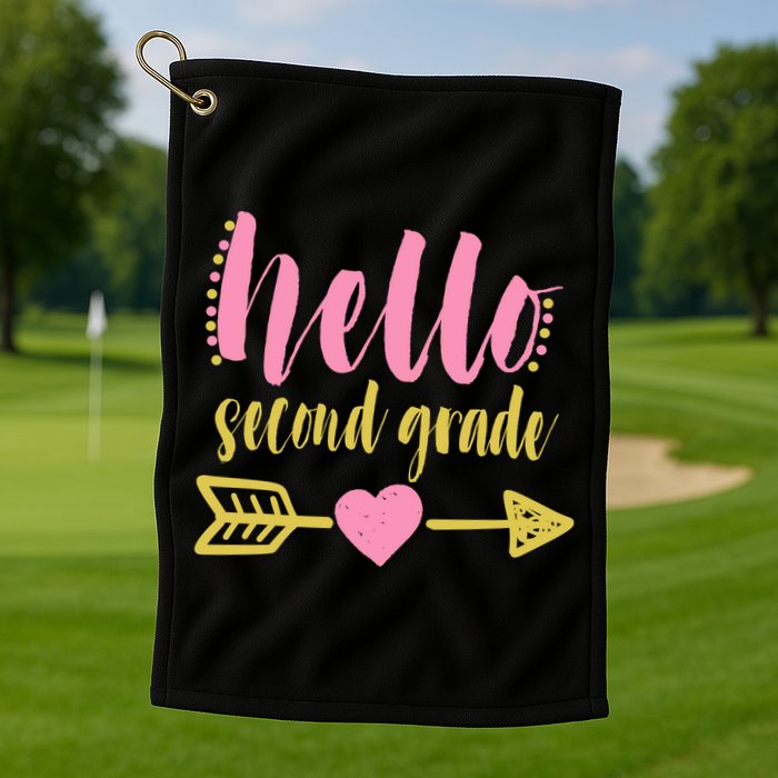 Hello Second Grade Cute Elementary School Golf Towel