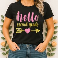 Hello Second Grade Cute Elementary School Womens T-Shirt