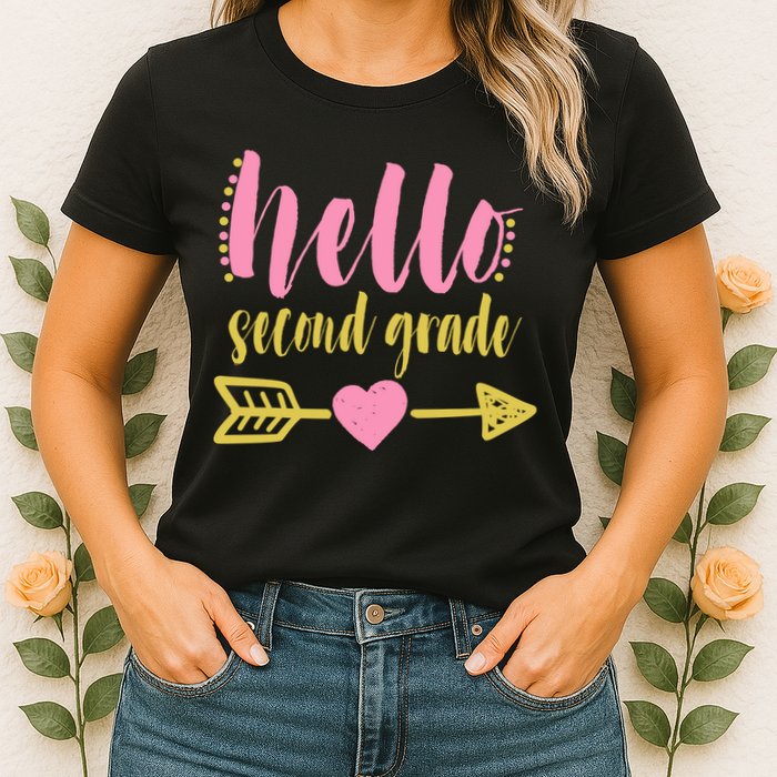 Hello Second Grade Cute Elementary School Womens T-Shirt