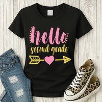 Hello Second Grade Cute Elementary School Womens T-Shirt