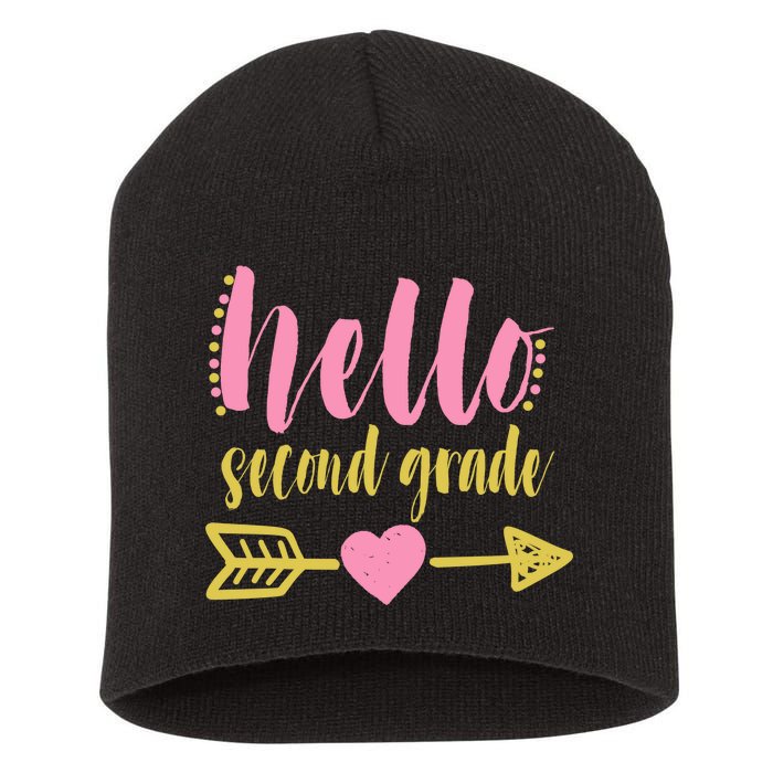 Hello Second Grade Cute Elementary School Short Acrylic Beanie