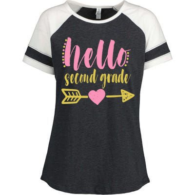 Hello Second Grade Cute Elementary School Enza Ladies Jersey Colorblock Tee