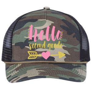 Hello Second Grade Cute Elementary School Retro Rope Trucker Hat Cap