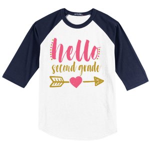 Hello Second Grade Cute Elementary School Baseball Sleeve Shirt