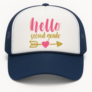 Hello Second Grade Cute Elementary School Trucker Hat