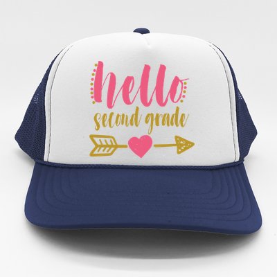 Hello Second Grade Cute Elementary School Trucker Hat