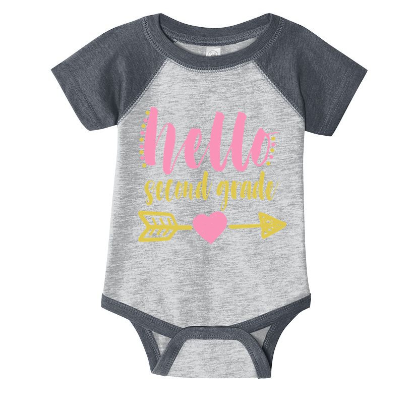 Hello Second Grade Cute Elementary School Infant Baby Jersey Bodysuit
