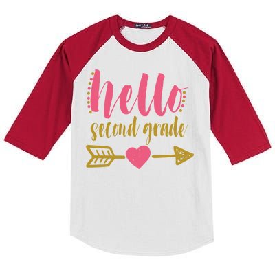 Hello Second Grade Cute Elementary School Kids Colorblock Raglan Jersey